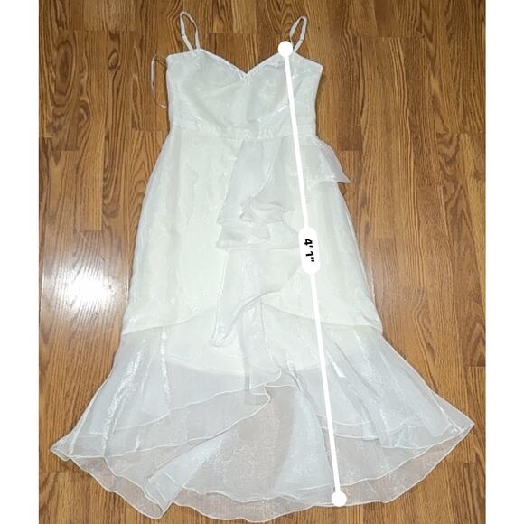 Marchesa Notte High Low Tea Length Gown in a metallic Ivory size 10 /M - Picture 6 of 13